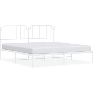 vidaXL - Bedframe - met - hoofdbord - metaal - wit - 183x213 - cm