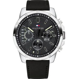 Tommy Hilfiger TH1791563 Horloge - Leer - Zwart - Ø 46 mm