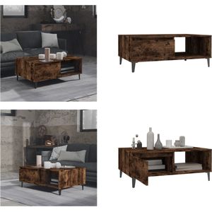 vidaXL Salontafel 90x60x35 cm bewerkt hout gerookt eikenkleurig - Salontafel - Salontafels - Woonkamertafel - Banktafel