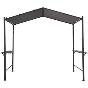 Pergola barbecue overkapping metaal aanbouw luifel zonwering - 277 x 149 cm - Antraciet