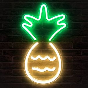 Groenovatie LED Neon Wandlamp ""Ananas"" - Op USB - 44x26x2cm - Groen / Geel