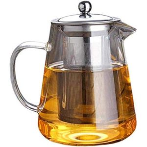 Glazen theepot met afneembaar roestvrijstalen filter - Bloeiende en losbladige theepotten .
