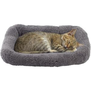 Zacht pluche kattenbed - warmtemat voor kleine honden, katten en konijnen - grijs - 42 cm x 28 cm Kattenmand