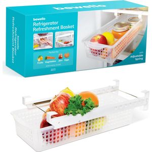 Bewello - Koelkast Organizer Hangend - 41 x 16 x 9,5 cm - Lade Uittrekbaar- Koelkastopbergdoos - Koelkastmanden voor groenten of fruit - voor Koelkast - Kasten - Voorraadkast