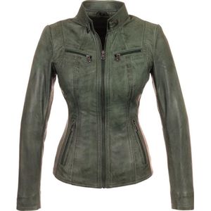 Versano Tulsa Leren Dames Bikerjack Dames Jas S - Groen