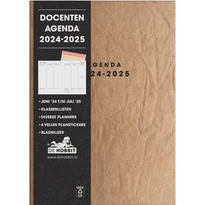 Hobbit - Docentenagenda - 2024-2025 - 1 week op 2 pagina's - A5 (14,8 x 21 cm) - Washed kraft paper bruin