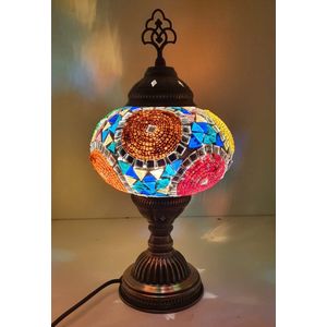 Oosterse Glans - Handgemaakte Mozaïeklamp - Tafellamp Ø30cm -Regenboog