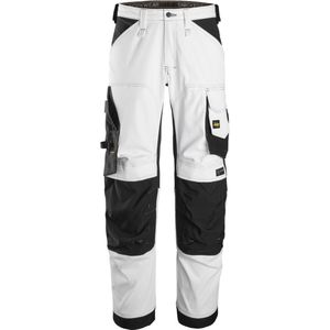 Snickers 6351 AllroundWork, Stretch Loose fit Werkbroek+ - Wit/zwart - 148