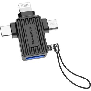 USB Card Reader - Geschikt voor Micro USB, USB-C & Lightning naar USB 3.0 Converter - OTG Adapter - Tussenstuk