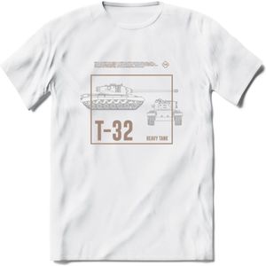 T32 Heavy tank leger T-Shirt | Unisex Army Tank Kleding | Dames / Heren Tanks ww2 shirt | Blueprint | Grappig bouwpakket Cadeau - Wit - 3XL