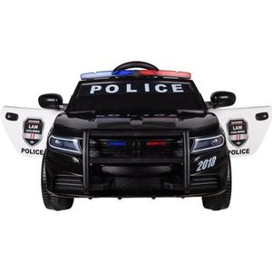 Elektrische Politie Kinderauto Zwart 12V met Afstandsbediening FULL OPTIONS