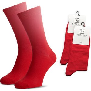 Jacob & Roy's 2 Paar Rode Sokken - Heren & Dames - Leuke Sokken - Kousen - Vrolijke Sokken - Grappige Sokken - Katoen - Maat 35-38 - Funny Socks - Gekleurde Sokken Waar Je Happy Van Wordt
