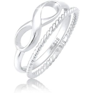Elli Dames Ring Dames Stacking Ring Duo Infinity Gedraaid Basic Trend Blogger in 925 Sterling Zilver
