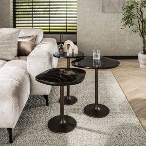 Bijzettafel L Eclipse | glazen tafel | handgemaakt / uniek / koper / 60 cm hoog | woonkamer | hal | slaapkamer / hotel chique