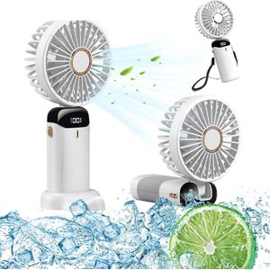 Opvouwbare ventilator met batterijvoeding - draagbare mini-USB-oplaadbare ventilator met 5 snelheden - elektrisch aangedreven - voor thuis en op reis