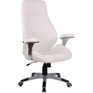 Bureaustoel - Ergonomische bureaustoel - Design - In hoogte verstelbaar - Kunstleer - Wit - 61x49x126 cm