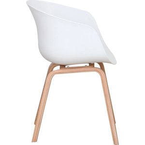 Wildor® Set van 4 moderne witte stoelen - Retro-Ontworpen Fauteuils - Robuust gegoten plastic stoelen - Massieve hoge stoelpoten - Zithoogte 42,5cm - Eetkamer-woonkamer stoelen
