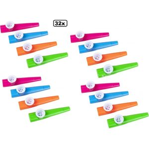 32x Muziek instrument Kazoo assortie kleuren - Fluit muziek blaas thema feest party fun uitdeel