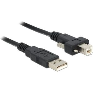 USB naar USB-B kabel met schroeven - USB2.0 - tot 2A / zwart - 1 meter