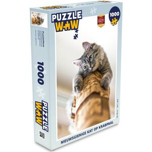 Puzzel Kat - Krabpaal - Grijs - Legpuzzel - Puzzel 1000 stukjes volwassenen