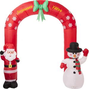 Opblaasbare kerstboog kerstman en sneeuwpop - H 240 cm - Kerstmis - Welkom - Kerstversiering