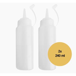 DIVERZA Doseerfles 2 stuks – Knijpfles – Sausfles - Garnering, saus, beslag – 240ML