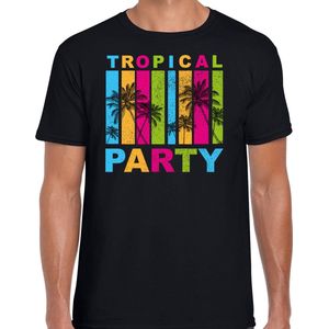 Toppers in concert - Bellatio Decorations Tropical party T-shirt voor heren - palmbomen - zwart - carnaval/themafeest XXL