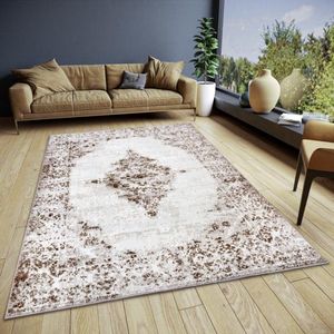 Flycarpets Shine Design vloerkleed - Retro - Crème / Bruin - 67x120 cm