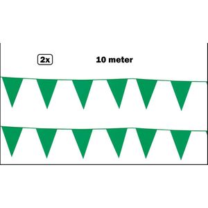 2x Vlaggenlijn groen 10 meter - vlaglijn festival feest party verjaardag thema feest kleur