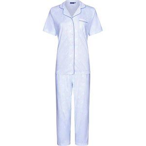Pastunette Flowerful - Dames Pyjamaset - Blauw / Wit - Organisch Katoen - Maat 50