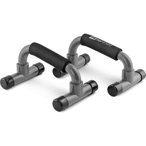 Hop-Sport Push-Up Handvatten HS-P010PU - Set van 2 antislip push-up steunen voor effectieve krachttraining en spieropbouw, ideaal voor borst-, schouder- en armspieren, stabiel en duurzaam (grijs)