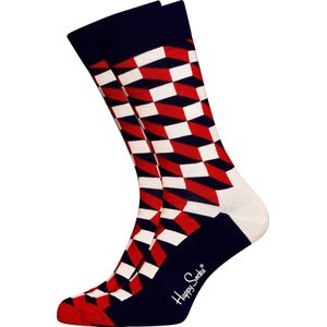 Happy Socks Filled Optic Sock - unisex sokken - rood-wit-blauw - Unisex - Maat: 36-40