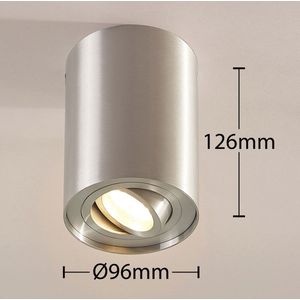 Arcchio - plafondlamp - 1licht - Aluminium - H: 12.5 cm - GU10 - geborsteld aluminium