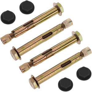 Set van 4 metalen expansiepluggen met 10x85mm schroef met zwarte dop