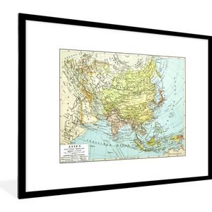 Fotolijst incl. Poster - Klassieke wereldkaart Azië - 80x60 cm - Posterlijst