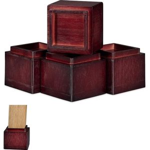 meubelverhoger, set van 4, voor tafels, stoelen & andere meubels, HxBxD: ca. 10x11,5x11,5 cm, roodbruin