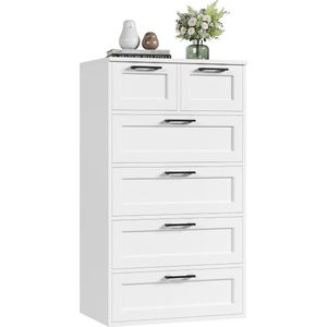 Moderne witte commode met 6 lades voor woonkamer, slaapkamer en hal