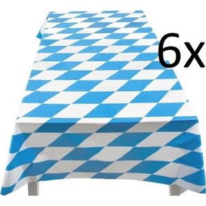 6 stuks: Tafelkleed Bavaria - Ruit - Blauw-Wit - 130x180cm