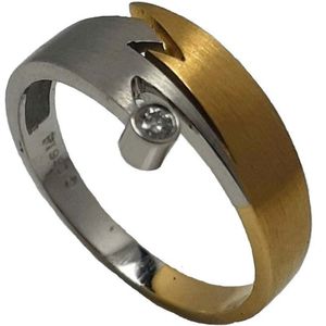 Ring - platina - geel goud - briljant - 0.03 crt - Verlinden juwelier
