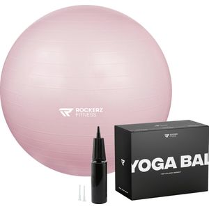 Rockerz Yoga bal inclusief pomp - Fitness bal - Zwangerschapsbal - 75 cm - 1250g - Stevig & duurzaam - Hoogste kwaliteit - Roze
