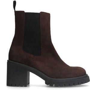 Manfield - Dames - Bruine suède chelsea boots met hak - Maat 38