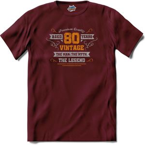 80 Jaar vintage legend - Verjaardag cadeau - Kado tip - T-Shirt - Heren - Burgundy - Maat L