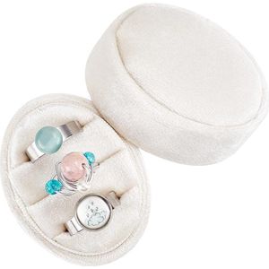 GORGECFAFT Premium Bruiloft Drie Ringen Houder Italiaanse Fluwelen Display Box - Ovale Ring Doos 3 Slots - Vintage Handgemaakte Opslag Sieraden Organizer voor Voorstel Engagement Huwelijksceremonie - Content toevoegen .