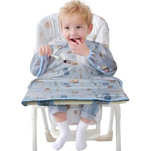 Slabbetje met mouwen Slabbetje voor babysleeves kan aan uw kinderstoel worden bevestigd, slabbetje met mouwen Waterdicht voor jongens, meisjes Peuter-voedingsschort