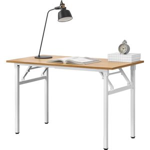 In And OutdoorMatch Eettafel Jaycee - Bureau - 120x60x75 - 76,4 cm - Opvouwbaar - Verstelbaar - Beuken en Wit - Modern Design