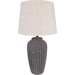 Clayre & Eef Tafellamp Ø 24x45 cm Beige Grijs Keramiek Rond Bureaulamp