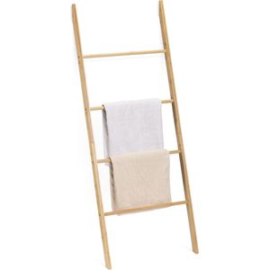 Navaris Multifunctionele Bamboe Handdoeken Ladder - 4 Treden voor Handdoeken, Kleding, Beddengoed - Voor Slaapkamer, Badkamer - Handdoek Standaard