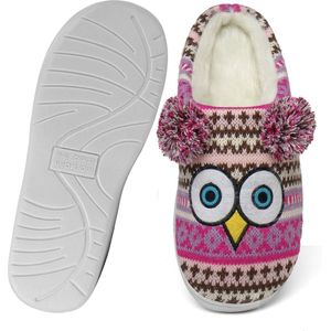 Geweo Pantoffels Dames - Sloffen - Instappers Dames - Winter Pantoffels - Open Sloffen - Fluffy - Paars - Maat 39/40