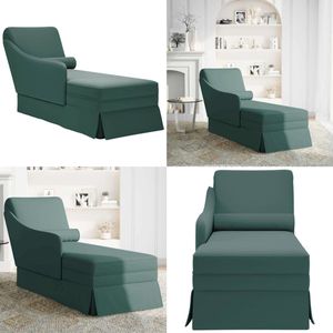 vidaXL Chaise longue met bolster&rechterarmleuning fluweel donkergroen - Chaise Longue - Chaise Longues - Chaise Lounge Stoel - Chaise Lounge Fauteuil