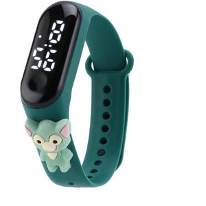 Hidzo Kinderhorloge - Digitaal - Dier - Groen - Siliconen - Inclusief Horloge Doosje